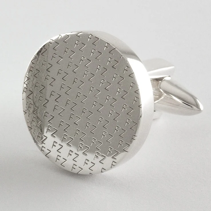Engraved cufflinks with micro initials, minimalist sterling silver, ZAUNICK