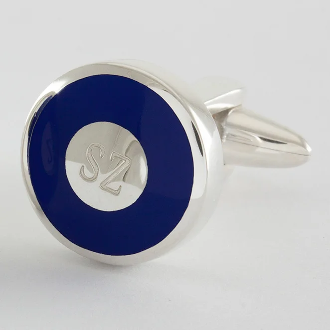 Personalised cufflinks with initials and colour ceramic ring, ZAUNICK