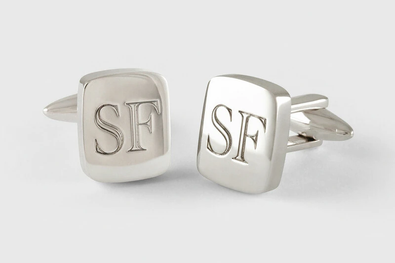 Personalised cufflinks engraved with initials in sterling silver by ZAUNICK