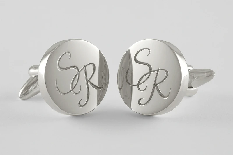 Personalised monogram cufflinks in sterling silver 925 by ZAUNICK