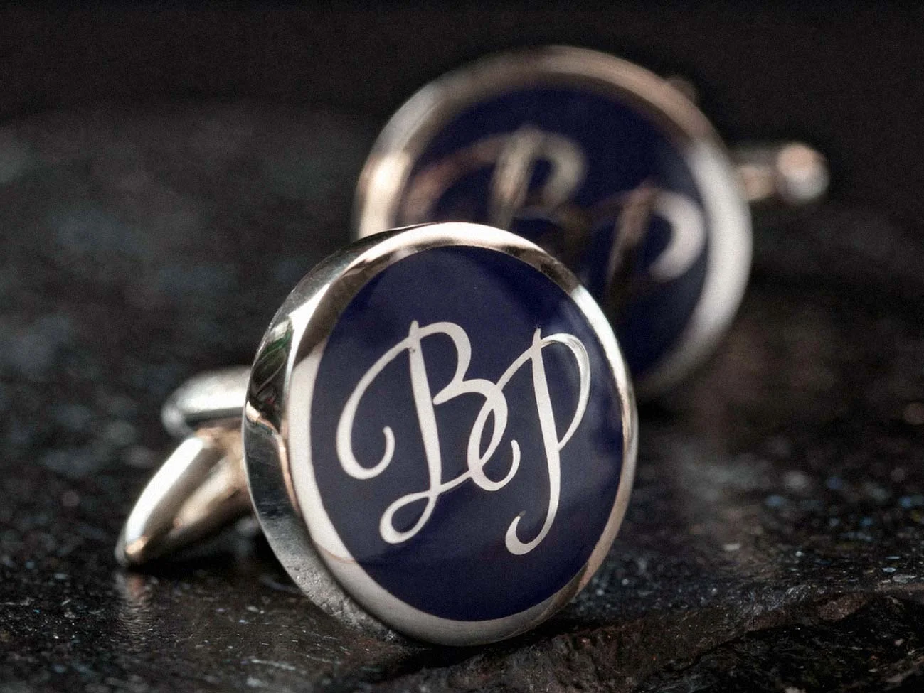 Wedding cufflinks with initials by ZAUNICK