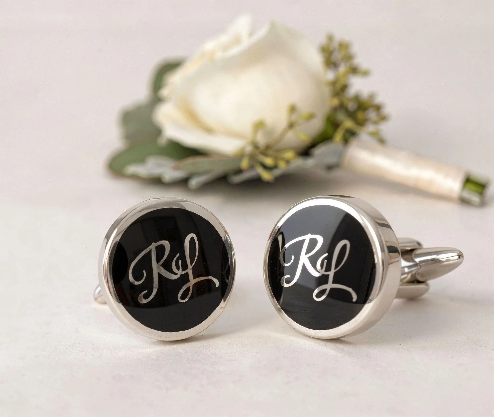 Personalised wedding cufflinks in sterling silver, ZAUNICK atelier